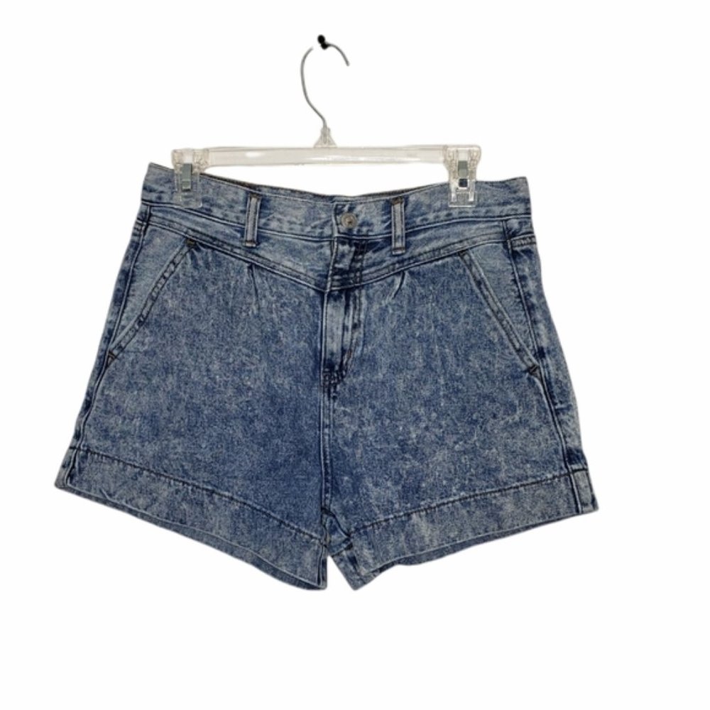 AEO blue acid wash high rise mom short size 4